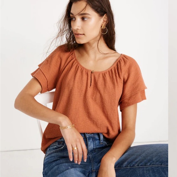 Madewell Texture and Thread Rust Blouse - Picture 1 of 9